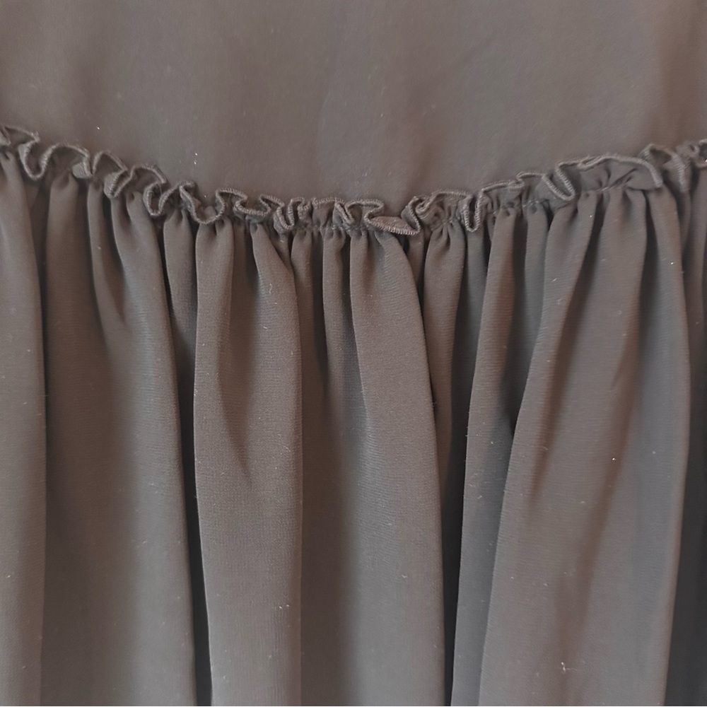 NWT Banana Republic Black Shirred Dropwaist Lined Tiered Ruffle Mini Skirt, 10 - Picture 6 of 9